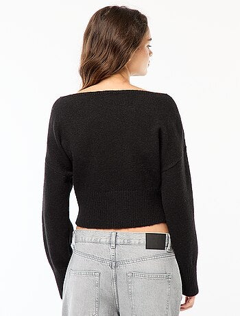 Jersey de punto con cuello bardot
