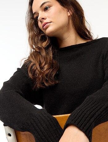 Jersey de punto con cuello bardot