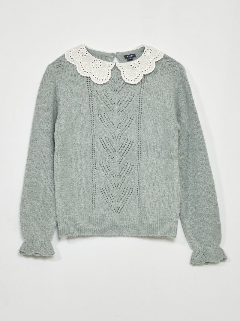 Jersey de punto con cuello bebé azul - Kiabi