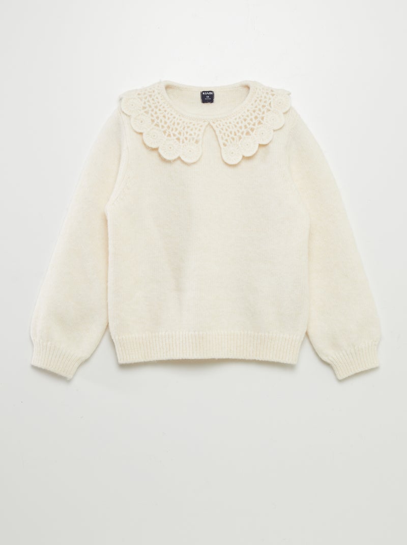 Jersey de punto con cuello bebé BLANCO - Kiabi