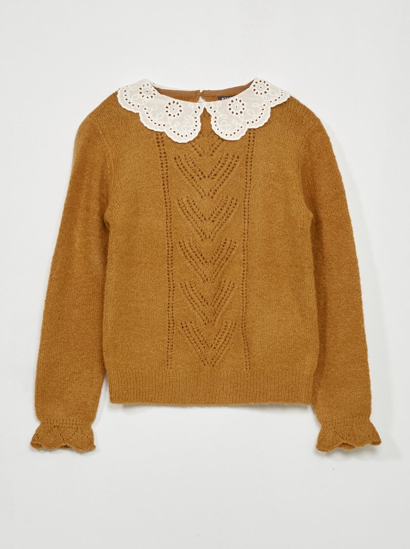 Jersey de punto con cuello bebé MARRON - Kiabi