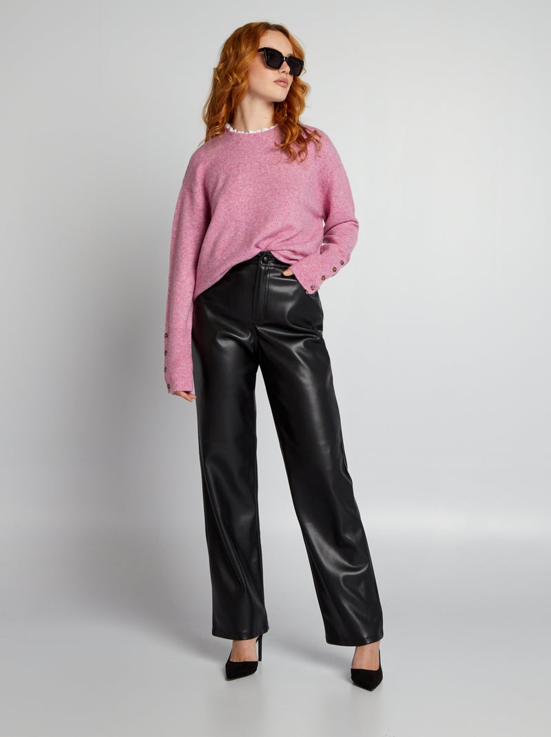 Jersey de punto con cuello bordado ROSA - Kiabi