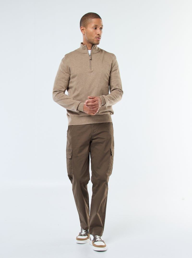 Jersey de punto con cuello camionero Marron - Kiabi