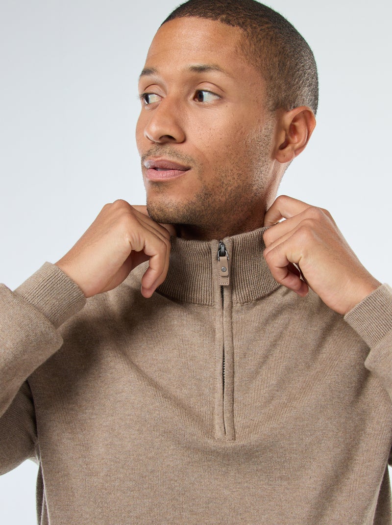 Jersey de punto con cuello camionero Marron - Kiabi