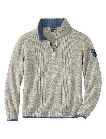 Jersey de punto con cuello camionero y cremallera