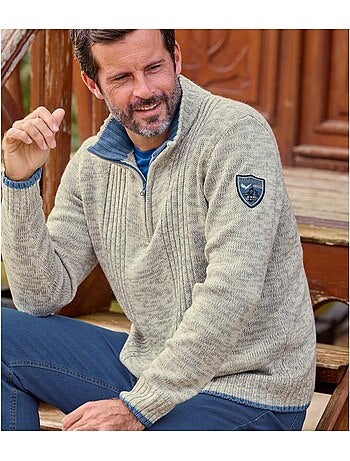 Jersey de punto con cuello camionero y cremallera