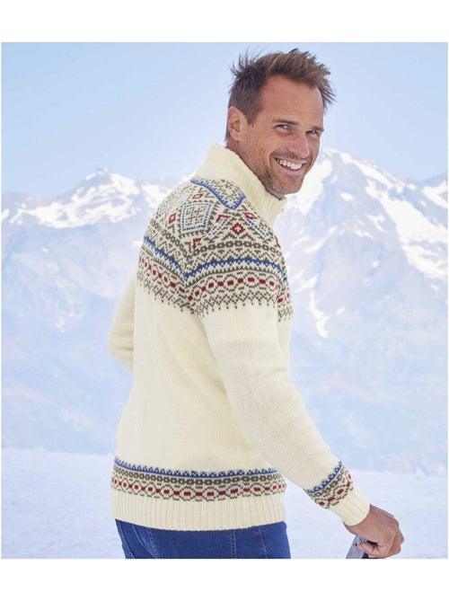 Jersey de punto con cuello camionero y cremallera, motivos jacquard - Kiabi