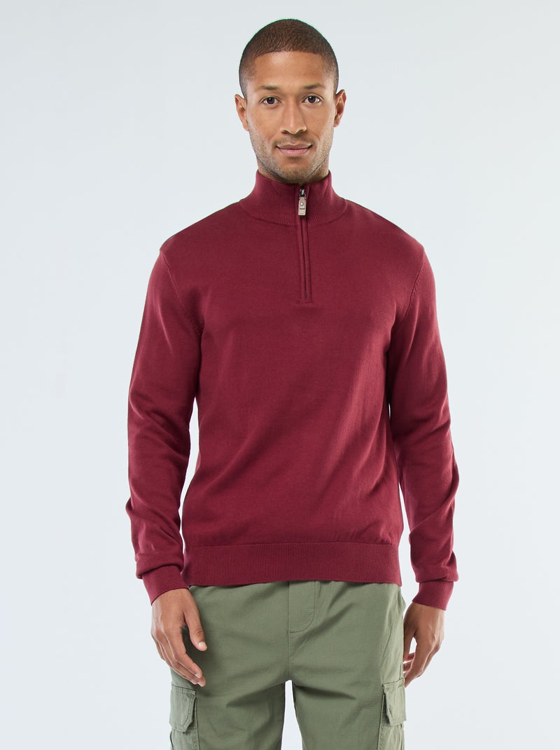 Jersey de punto con cuello chimenea Rojo - Kiabi