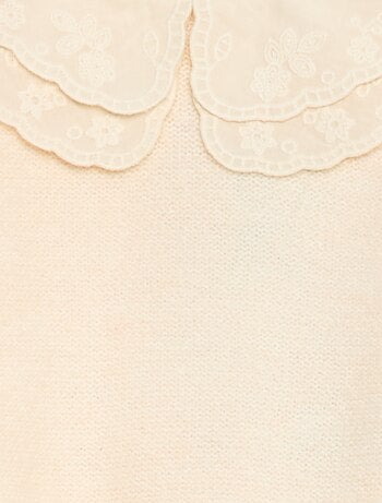 Jersey de punto con cuello Claudine bordado