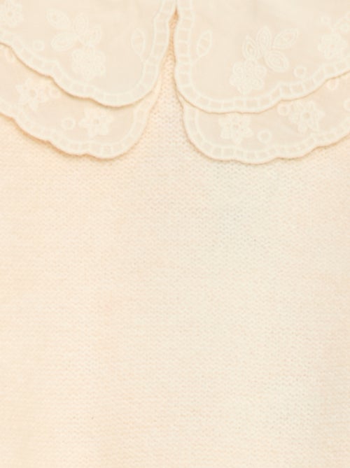 Jersey de punto con cuello Claudine bordado - Kiabi