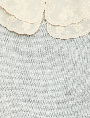 Jersey de punto con cuello Claudine bordado