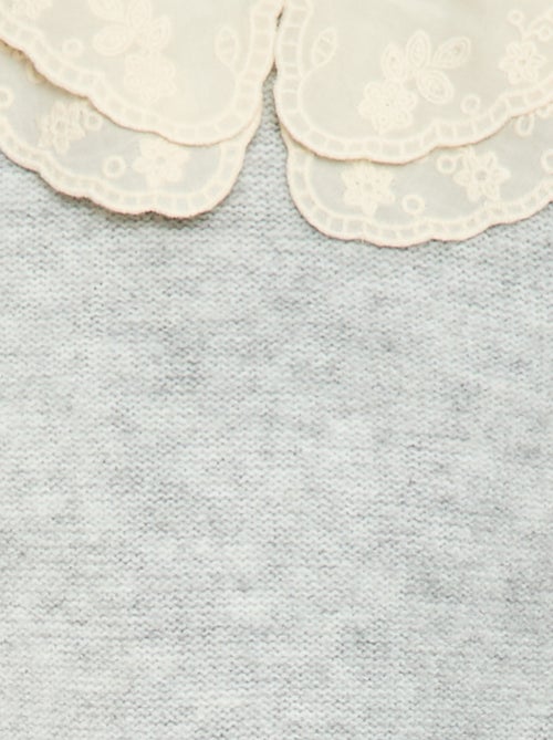 Jersey de punto con cuello Claudine bordado - Kiabi