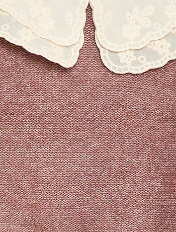 Jersey de punto con cuello Claudine bordado