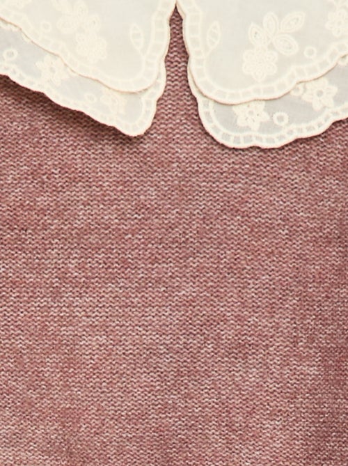 Jersey de punto con cuello Claudine bordado - Kiabi