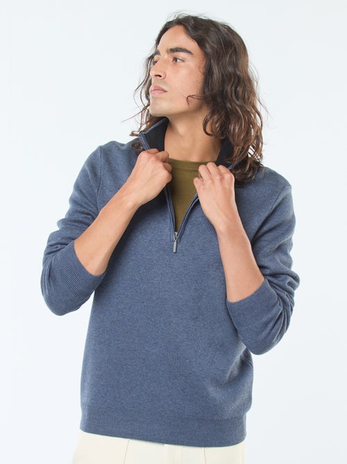 Jersey de punto con cuello con cremallera - Kiabi