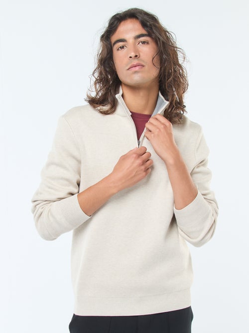 Jersey de punto con cuello con cremallera - Kiabi