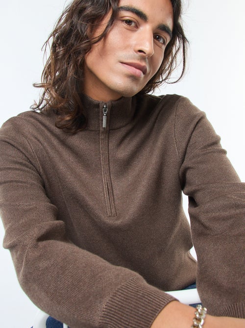 Jersey de punto con cuello con cremallera - Kiabi
