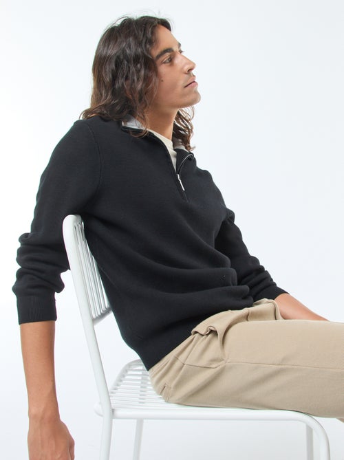 Jersey de punto con cuello con cremallera - Kiabi