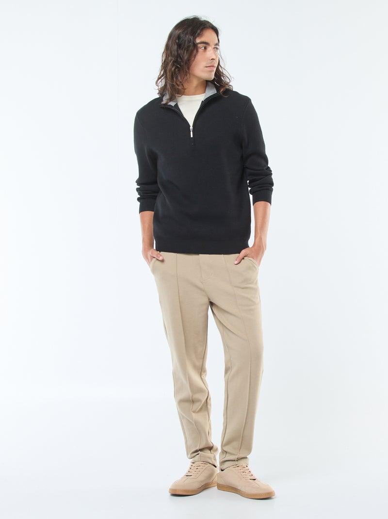 Jersey de punto con cuello con cremallera negro - Kiabi