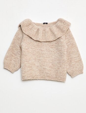 Jersey de punto con cuello con volantes