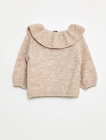 Jersey de punto con cuello con volantes