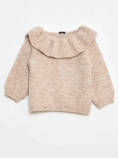 Jersey de punto con cuello con volantes - Kiabi