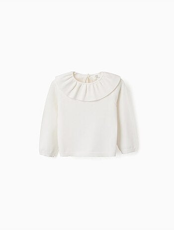 Jersey de punto con cuello con volantes