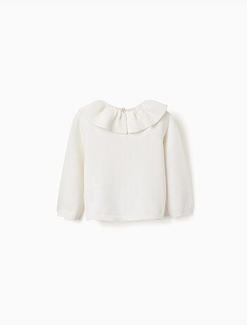 Jersey de punto con cuello con volantes