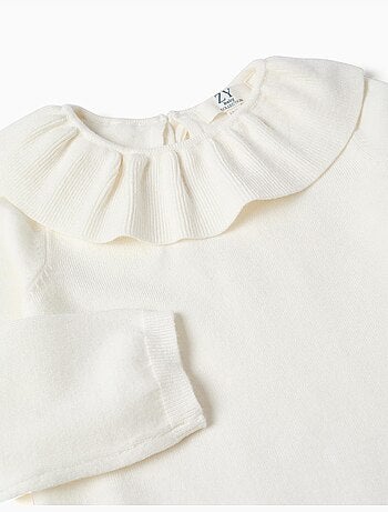Jersey de punto con cuello con volantes