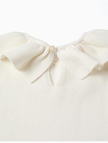 Jersey de punto con cuello con volantes