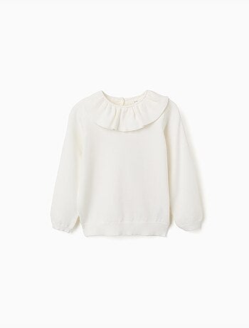 Jersey de punto con cuello con volantes
