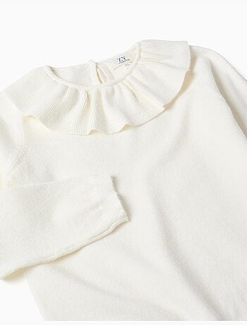 Jersey de punto con cuello con volantes