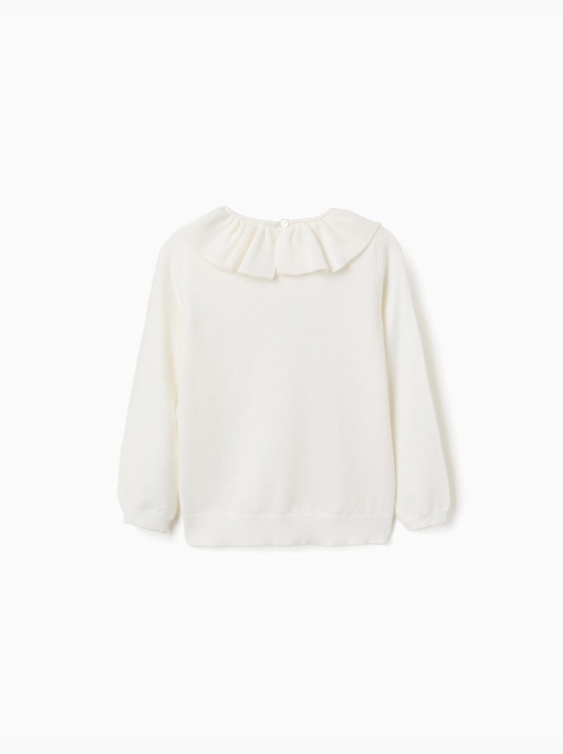 Jersey de punto con cuello con volantes Blanco - Kiabi