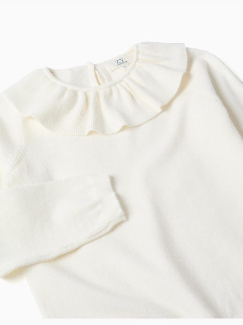 Jersey de punto con cuello con volantes - Kiabi