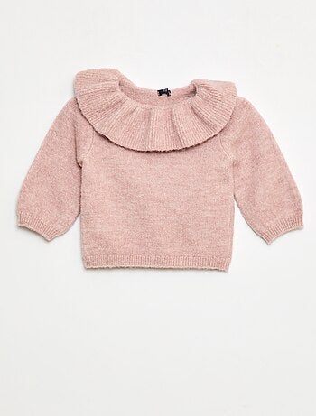 Jersey de punto con cuello con volantes