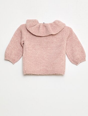 Jersey de punto con cuello con volantes