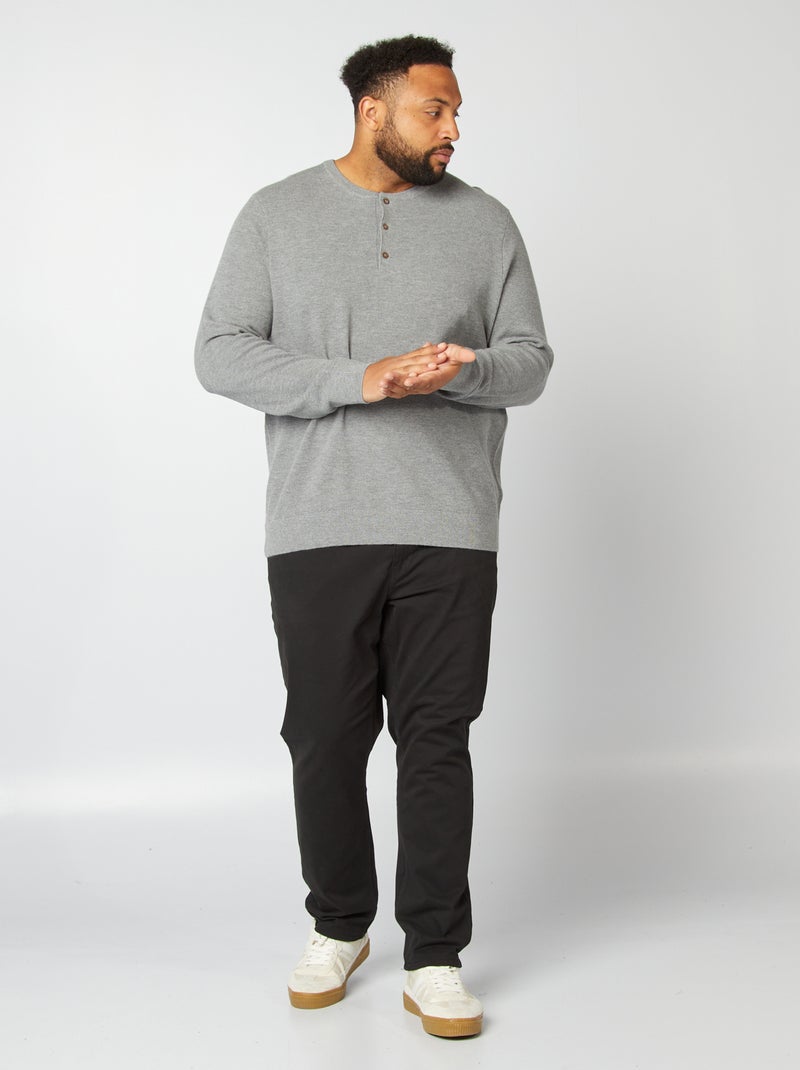 Jersey de punto con cuello de botones GRIS - Kiabi