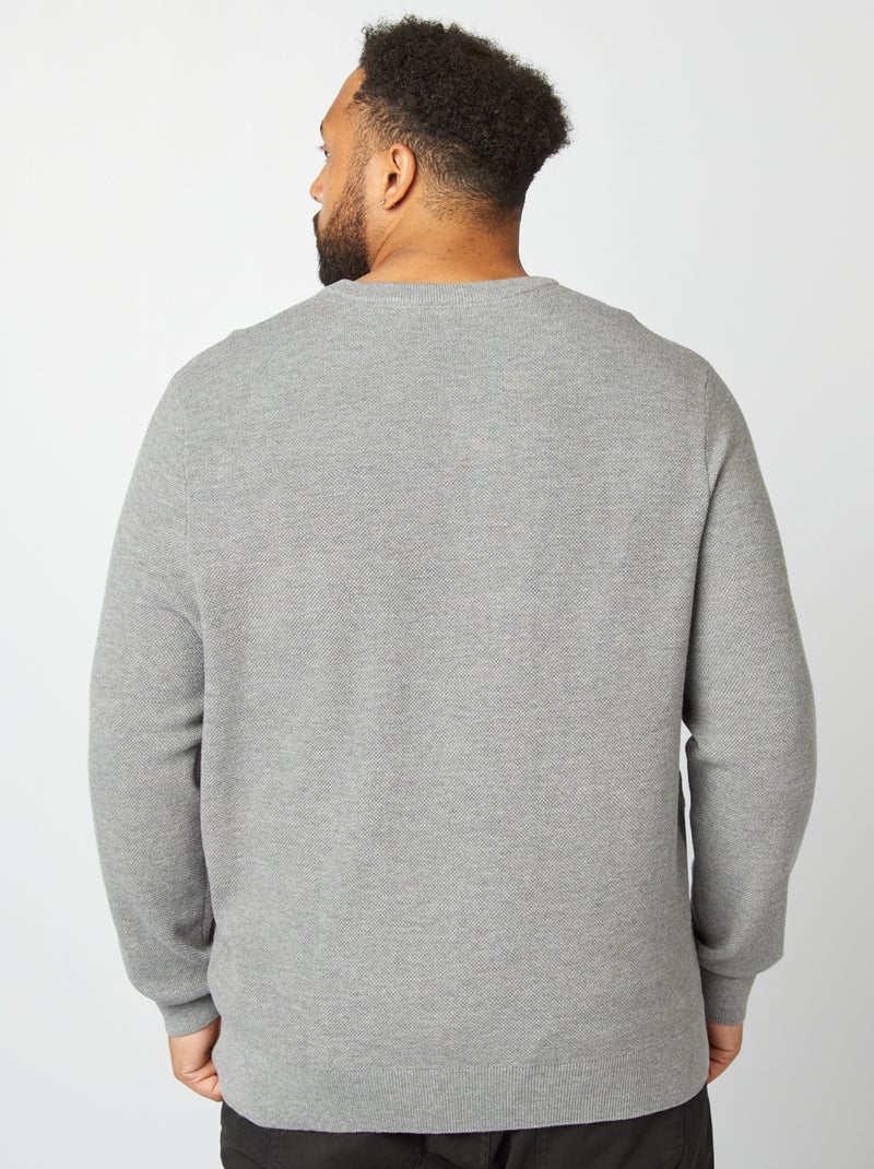 Jersey de punto con cuello de botones GRIS - Kiabi