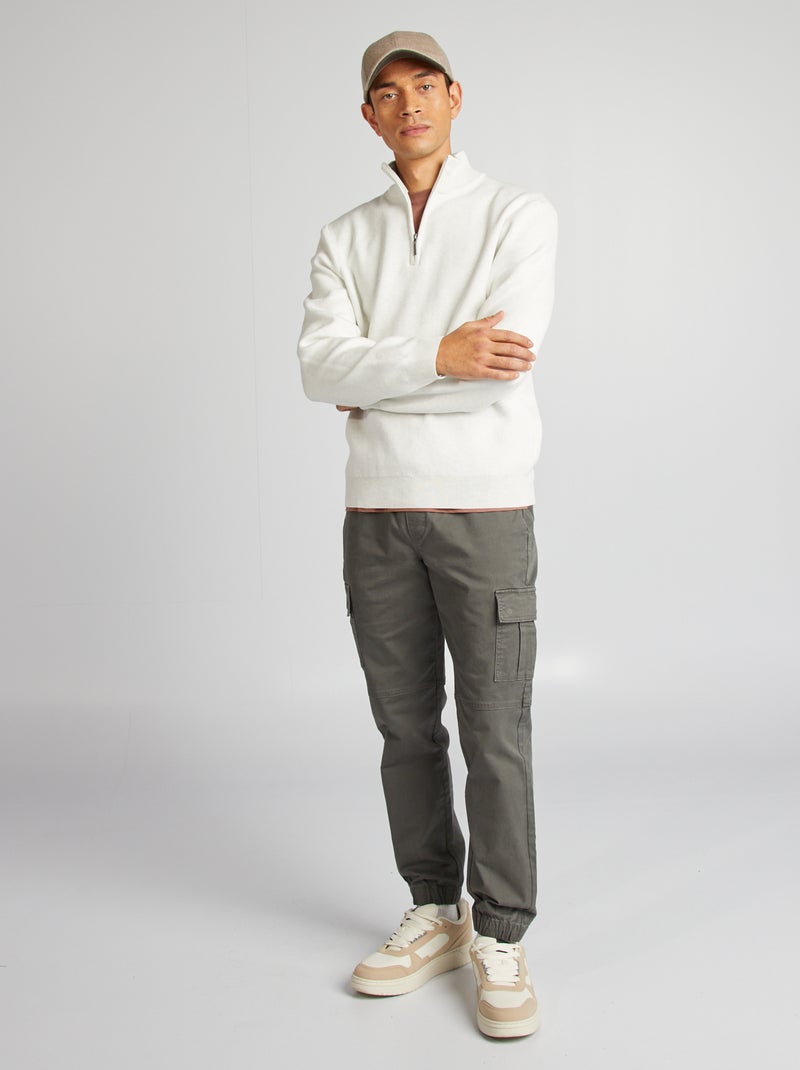 Jersey de punto con cuello de cremallera BLANCO - Kiabi
