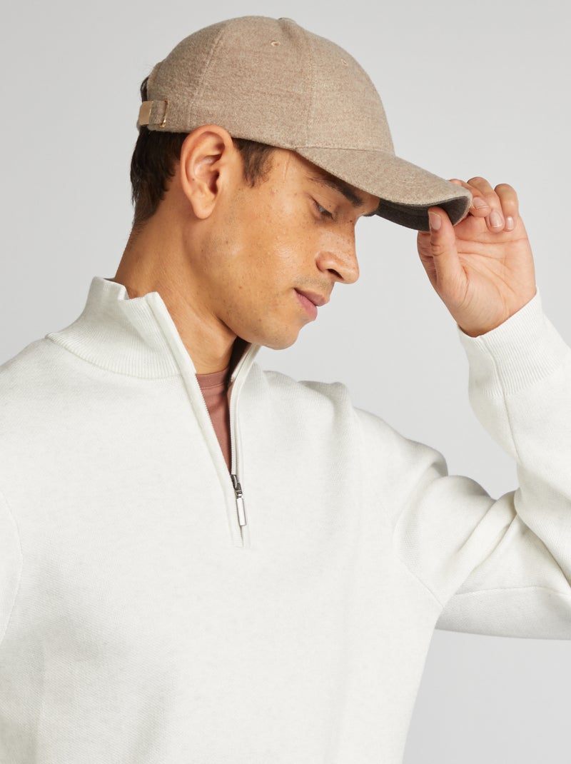 Jersey de punto con cuello de cremallera BLANCO - Kiabi
