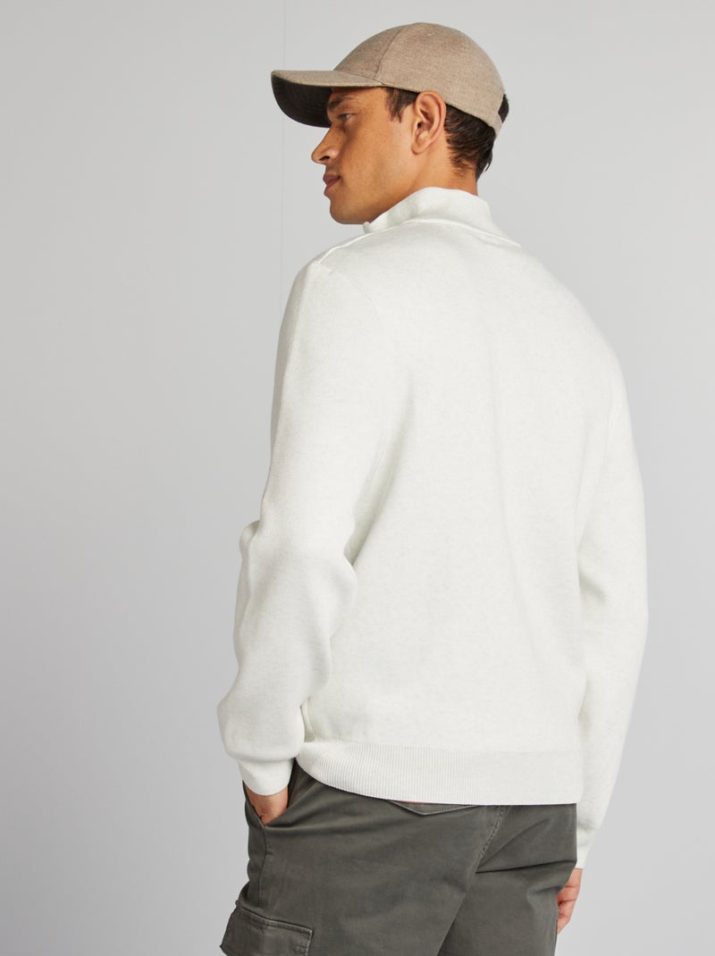 Jersey de punto con cuello de cremallera BLANCO - Kiabi