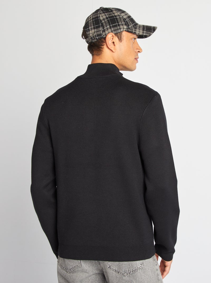 Jersey de punto con cuello de cremallera negro - Kiabi