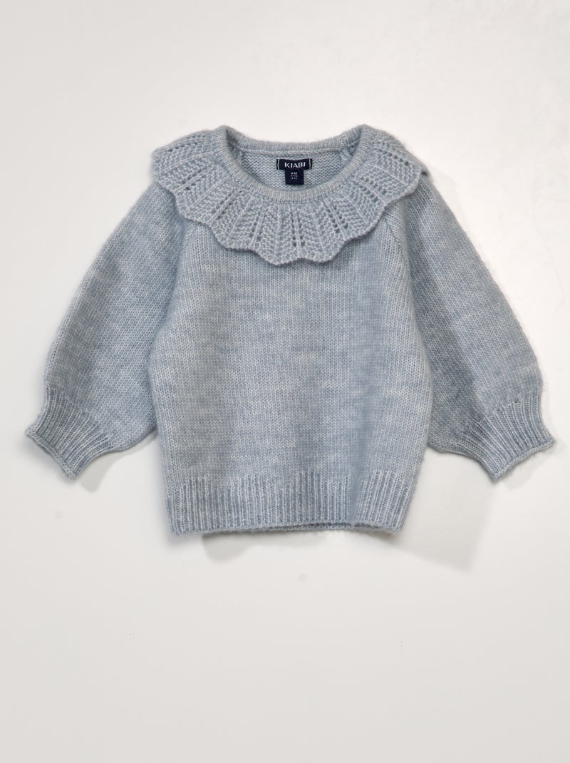 Jersey de punto con cuello de fantasía AZUL - Kiabi