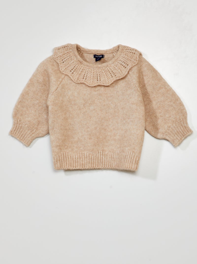 Jersey de punto con cuello de fantasía BEIGE - Kiabi