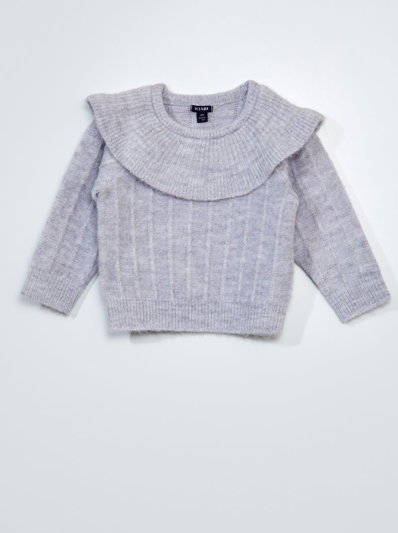 Jersey de punto con cuello de fantasía GRIS - Kiabi