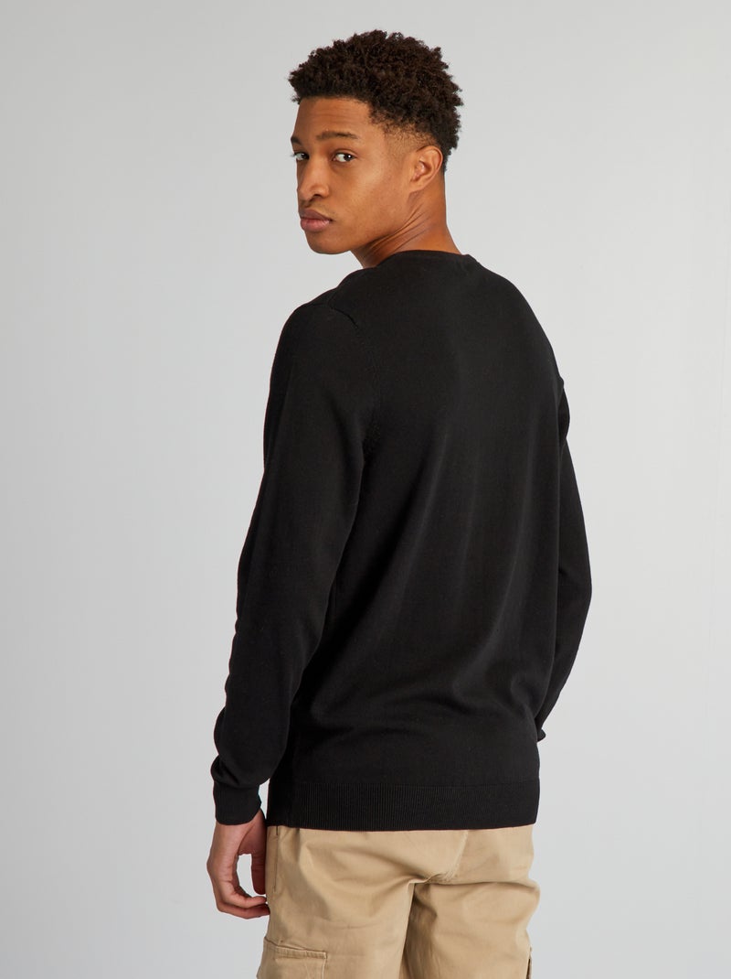 Jersey de punto con cuello de pico +1,90 m negro - Kiabi