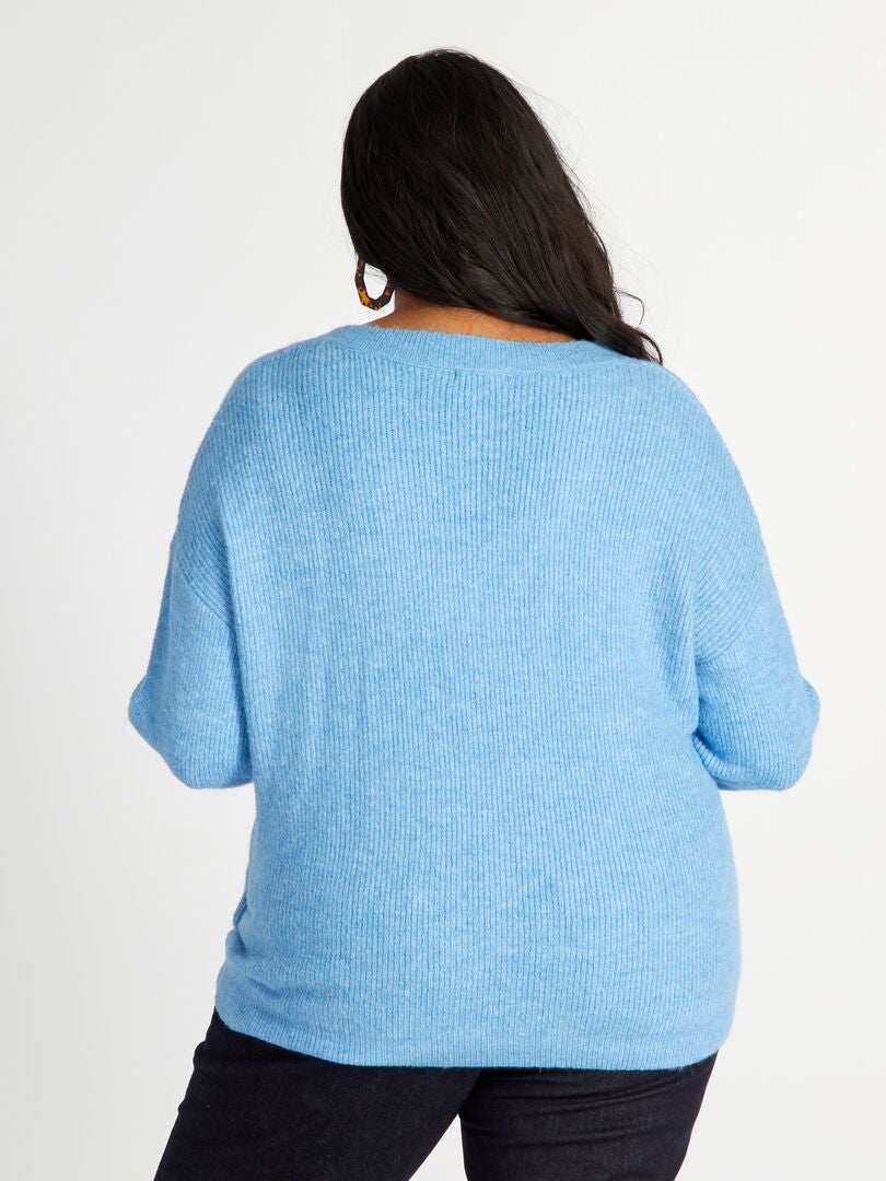 Jersey de punto con cuello de pico Azul - Kiabi