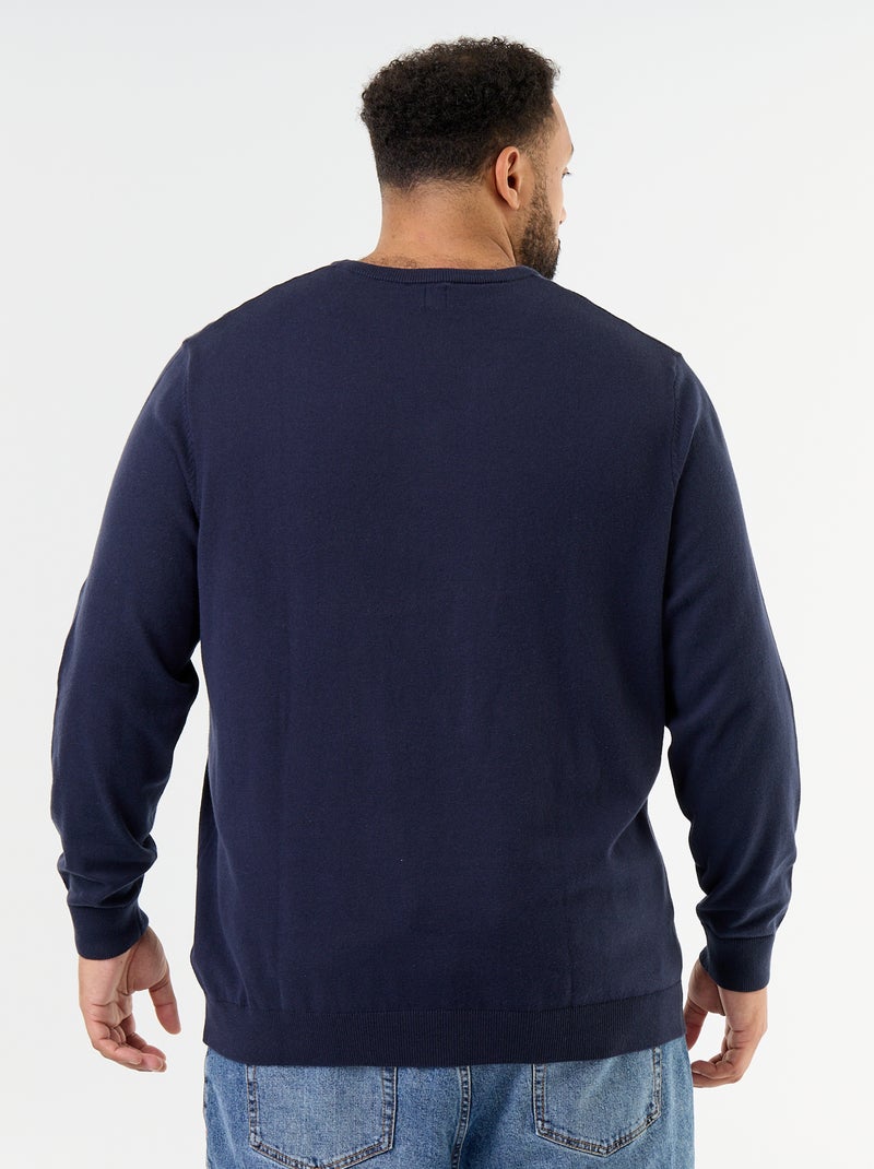 Jersey de punto con cuello de pico Azul - Kiabi