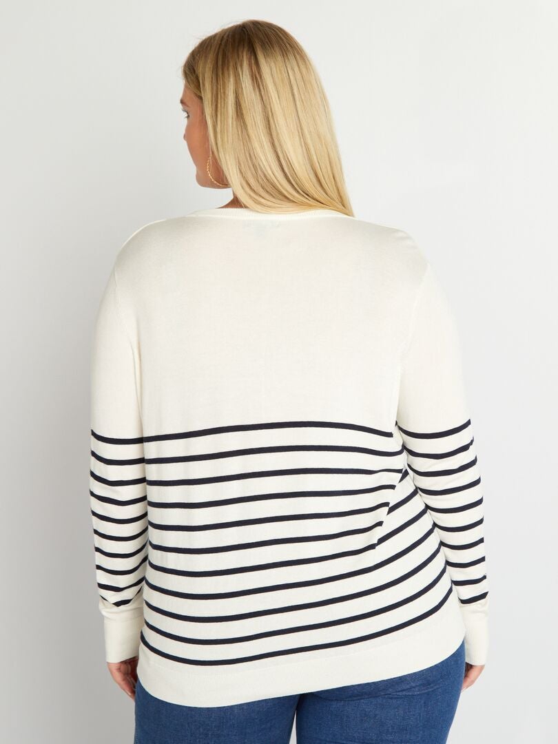 Jersey de punto con cuello de pico BLANCO - Kiabi