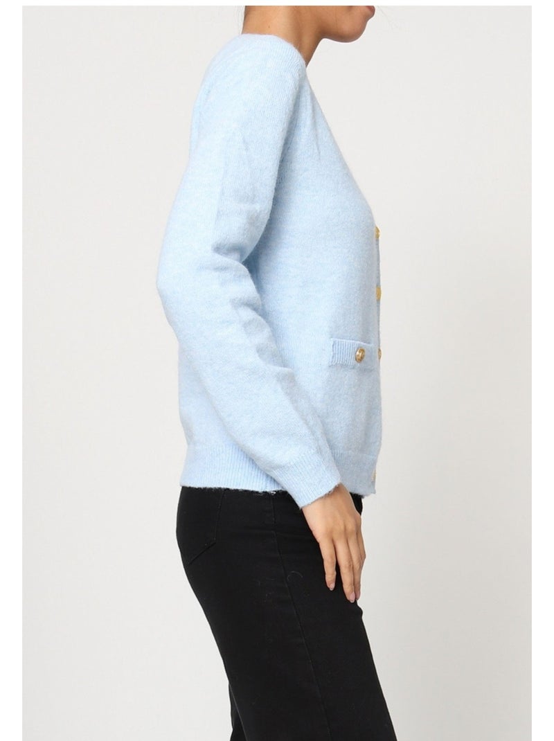 Jersey de punto con cuello de pico Kebello Azul cielo - Kiabi